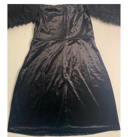 Zara Dress Black Velvet Tulle Balloon Sleeves Mini Off Shoulder Size Medium - Picture 11 of 16